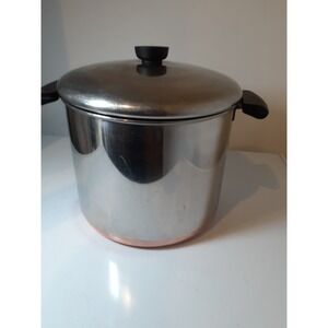 Vintage Revere Ware 1801 Copper Clad Stock Pot With Lid 6 QT Patent 2272609
